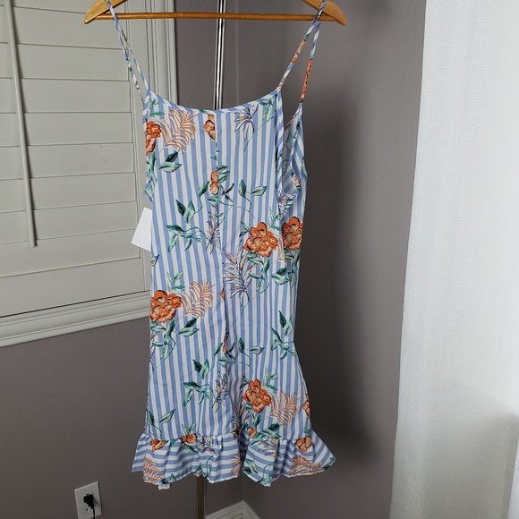 Everly Blue Floral Ruffle Hem Wrap Dress - Picture 5 of 5